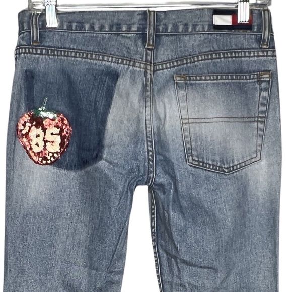 Tommy Hilfiger Jeans Womens 5/6 Sequins Artsy Embellished Cropped Vintage Y2K - Picture 4 of 9